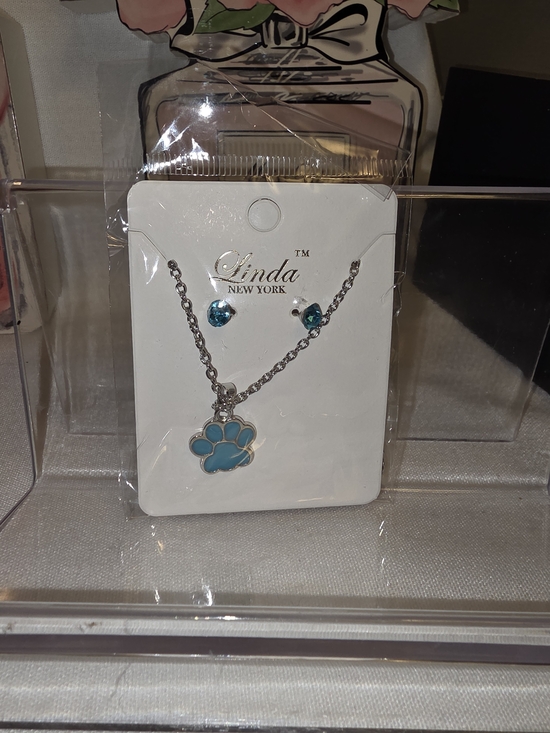 Jewelry - Linda New York Blue Paw Necklace & Earring Set